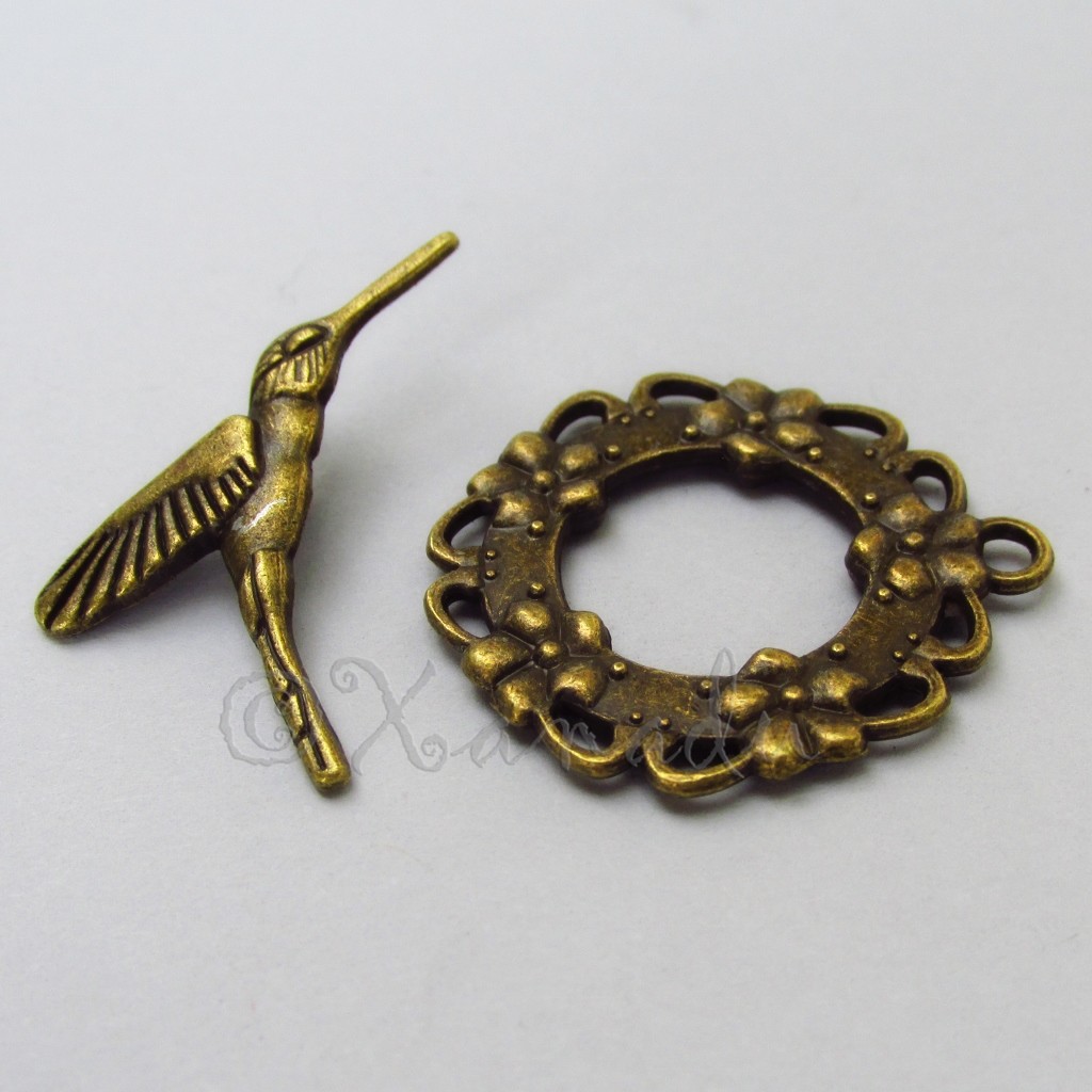Hummingbird Toggle Clasps 28mm Antiqued Bronze Findings F2801 – 5, 10 Or 20 Sets