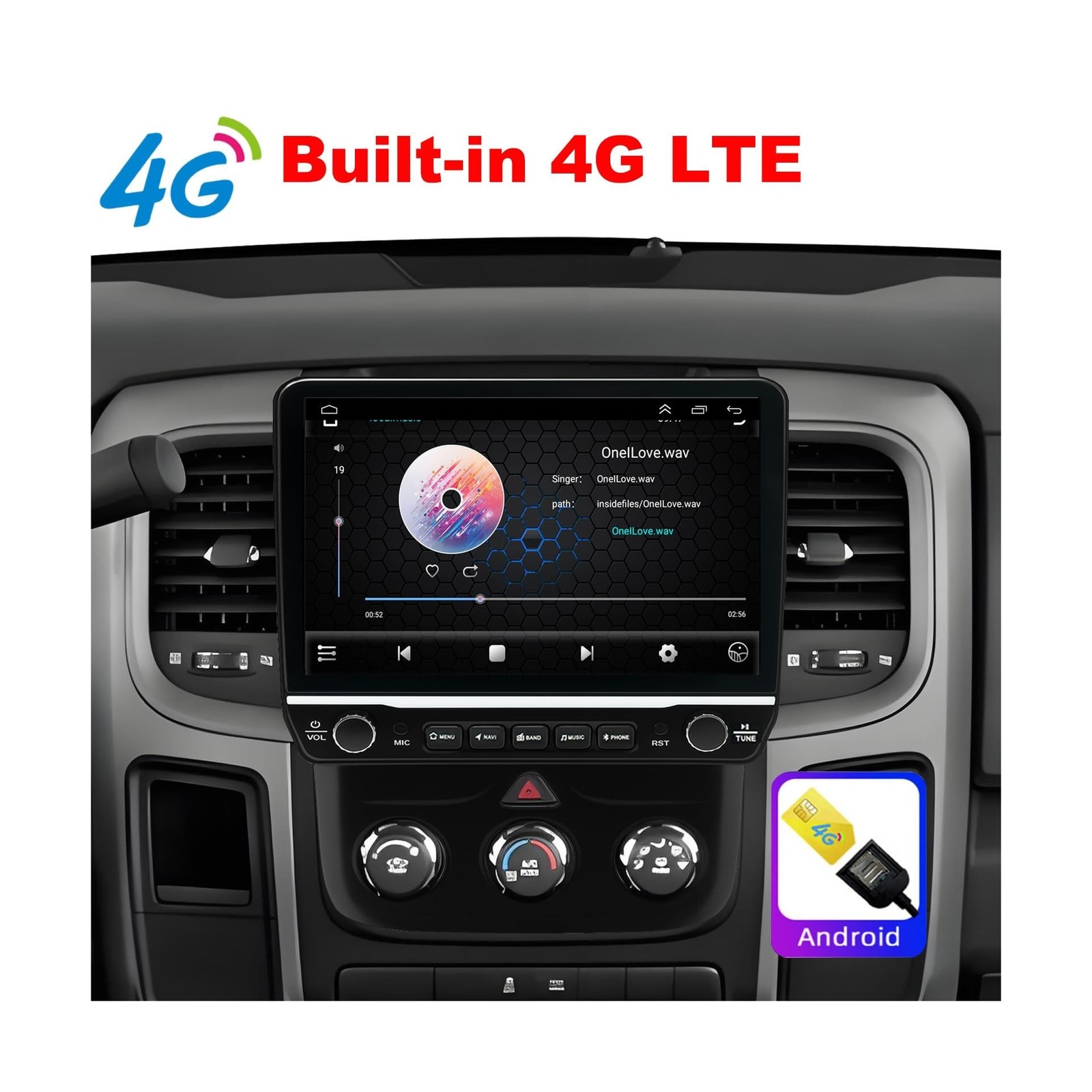 for Dodge RAM 1500 Classic Radio Upgrade 2019 2020 2021 2022 2023 2024,QLED S…
