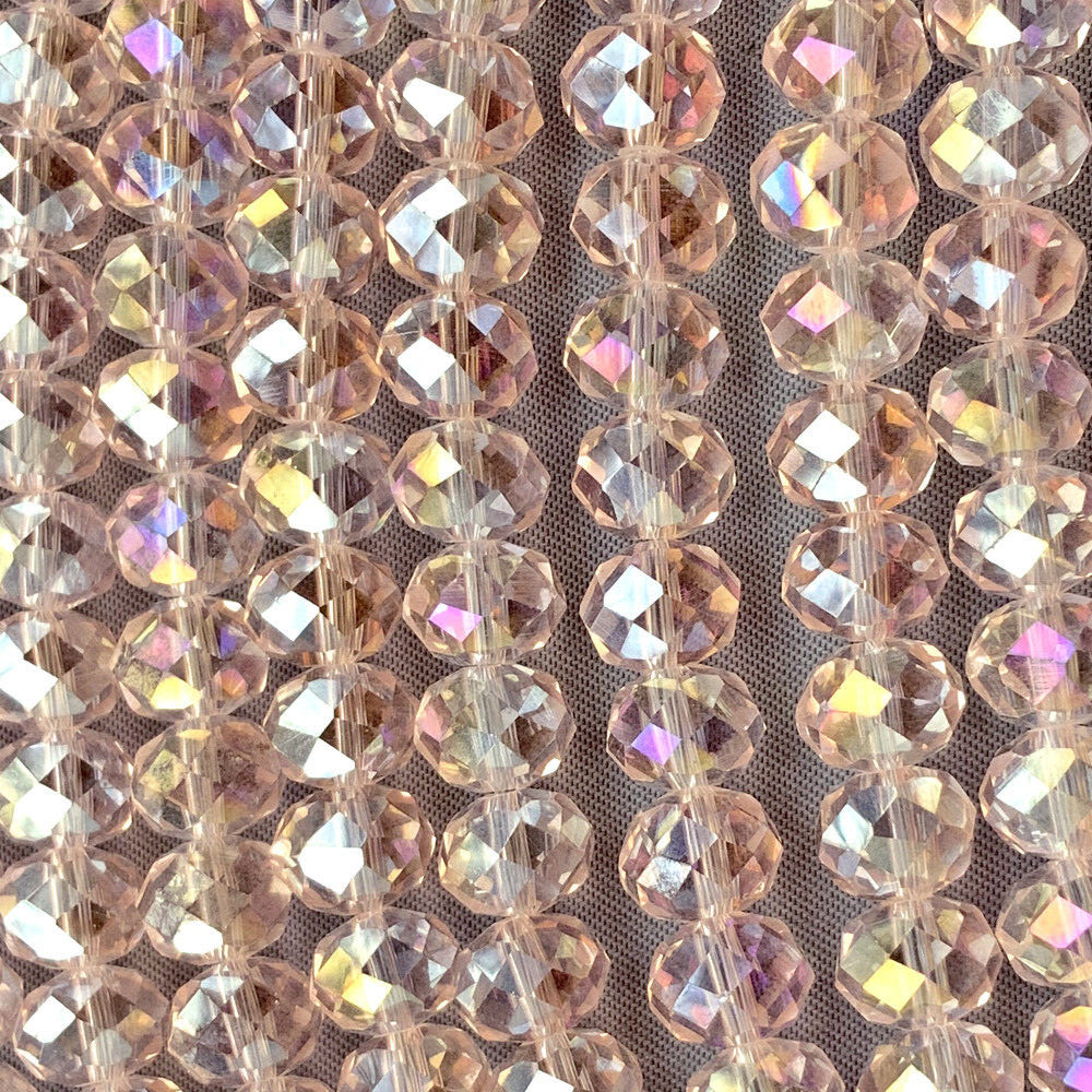 Light Rose AB Pale Pink 8x6mm Rondelle Chinese Crystal Glass Q68 Beads Per Pkg