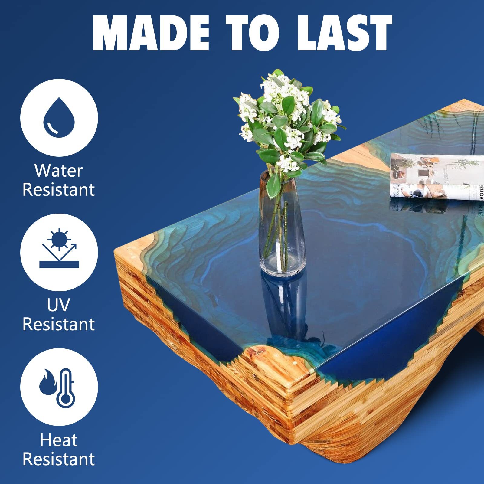 1.5 Gallon Clear Deep Pour Epoxy Resin Kit for Table Counter River