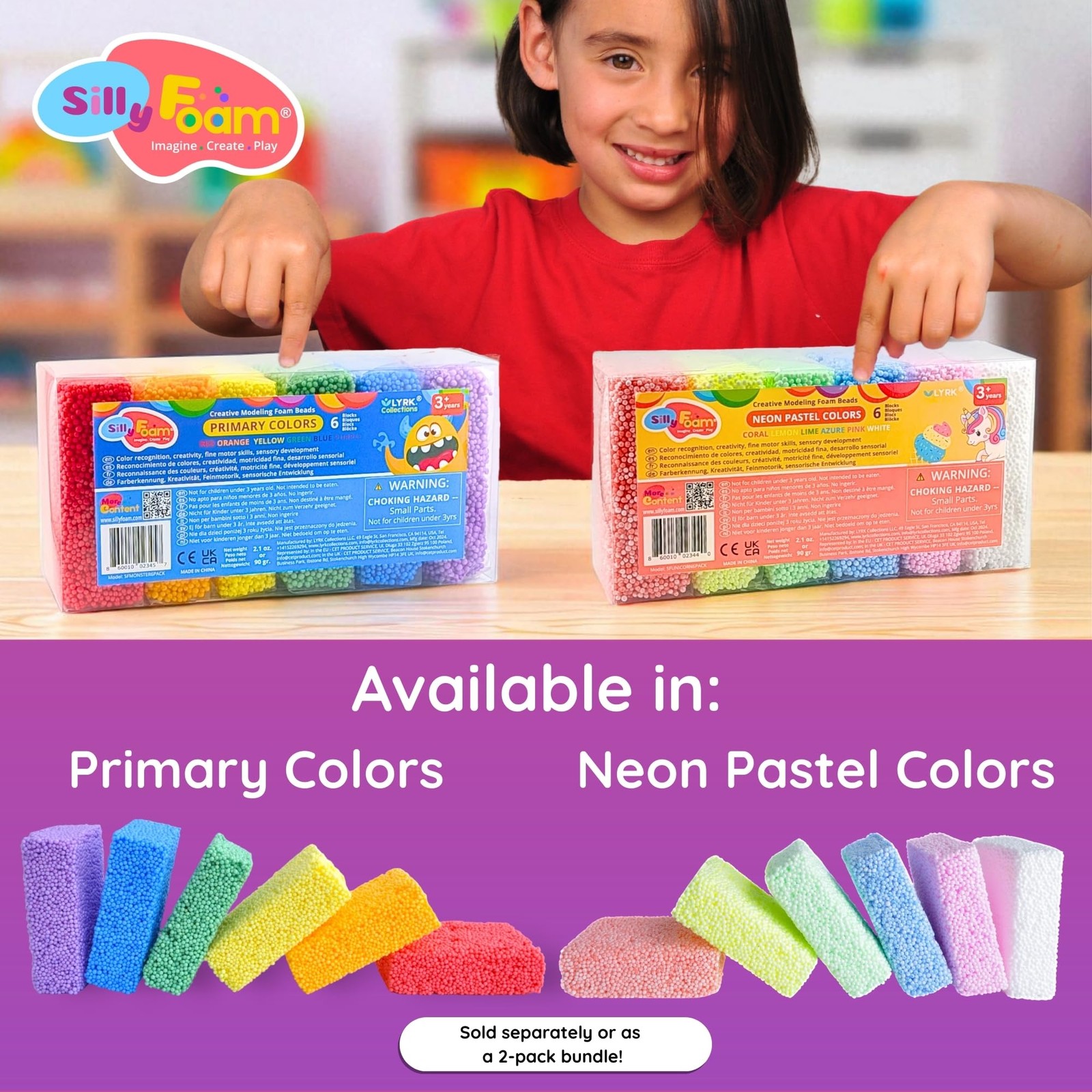 Silly Foam, Creative Modeling Foam Beads, 1-Pack of 6 Primary Colors, Easy Cl…