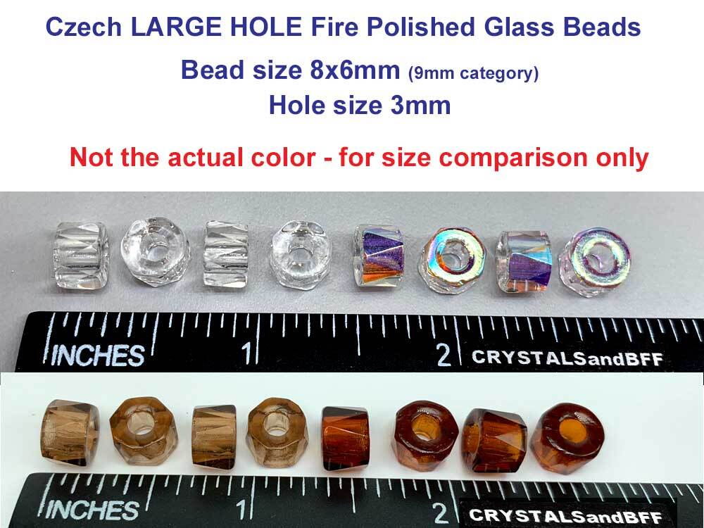 Czech Glass LARGE HOLE Tire Spacer Faceted Beads 9mm Crystal AB 40 pcs P445-P580