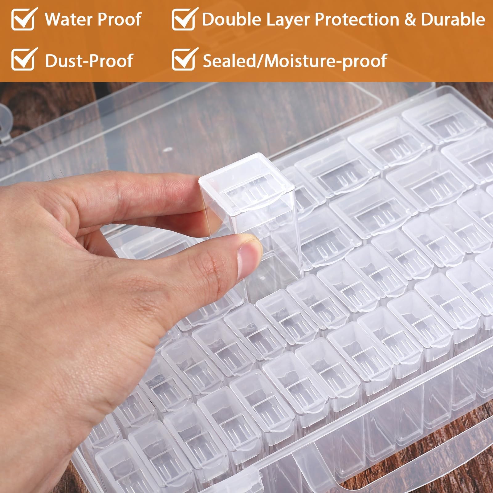 Storage Container, 48 Slots Portable Bead Organizer Box with Diamond Art Acce…