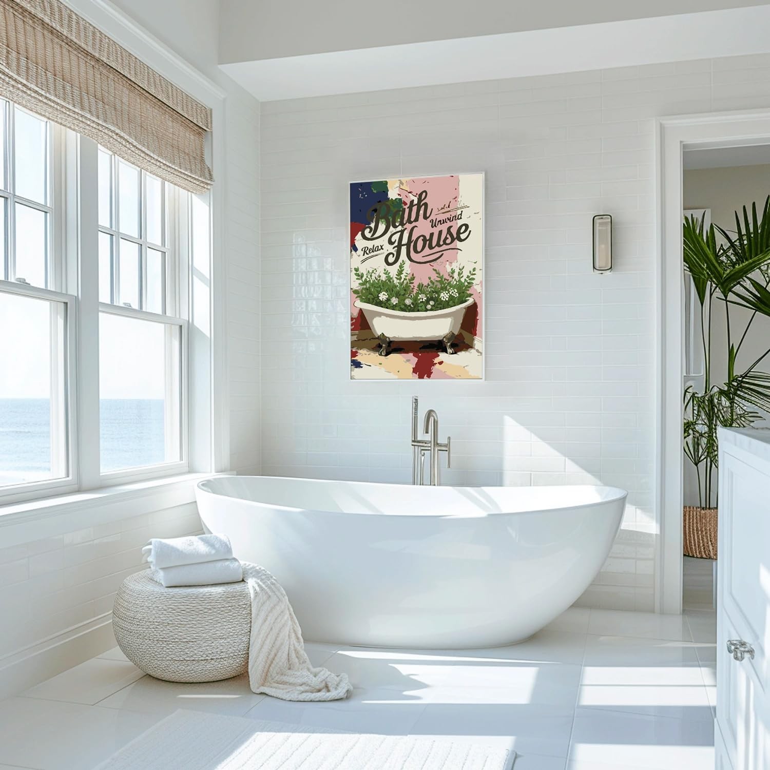 Framed Paint by Numbers Kit for Adults Beginner & Kids Ages 10-13, Bathroom Deco