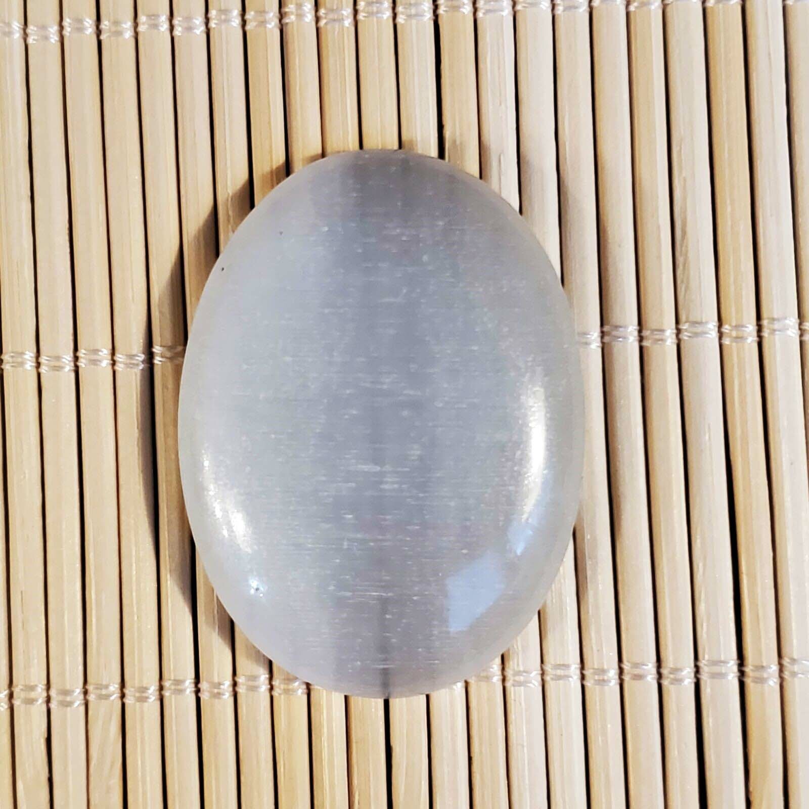Large White XL Fiber Optic Cats Eye Glass 40x30mm Domed Oval Glass Cabochon
