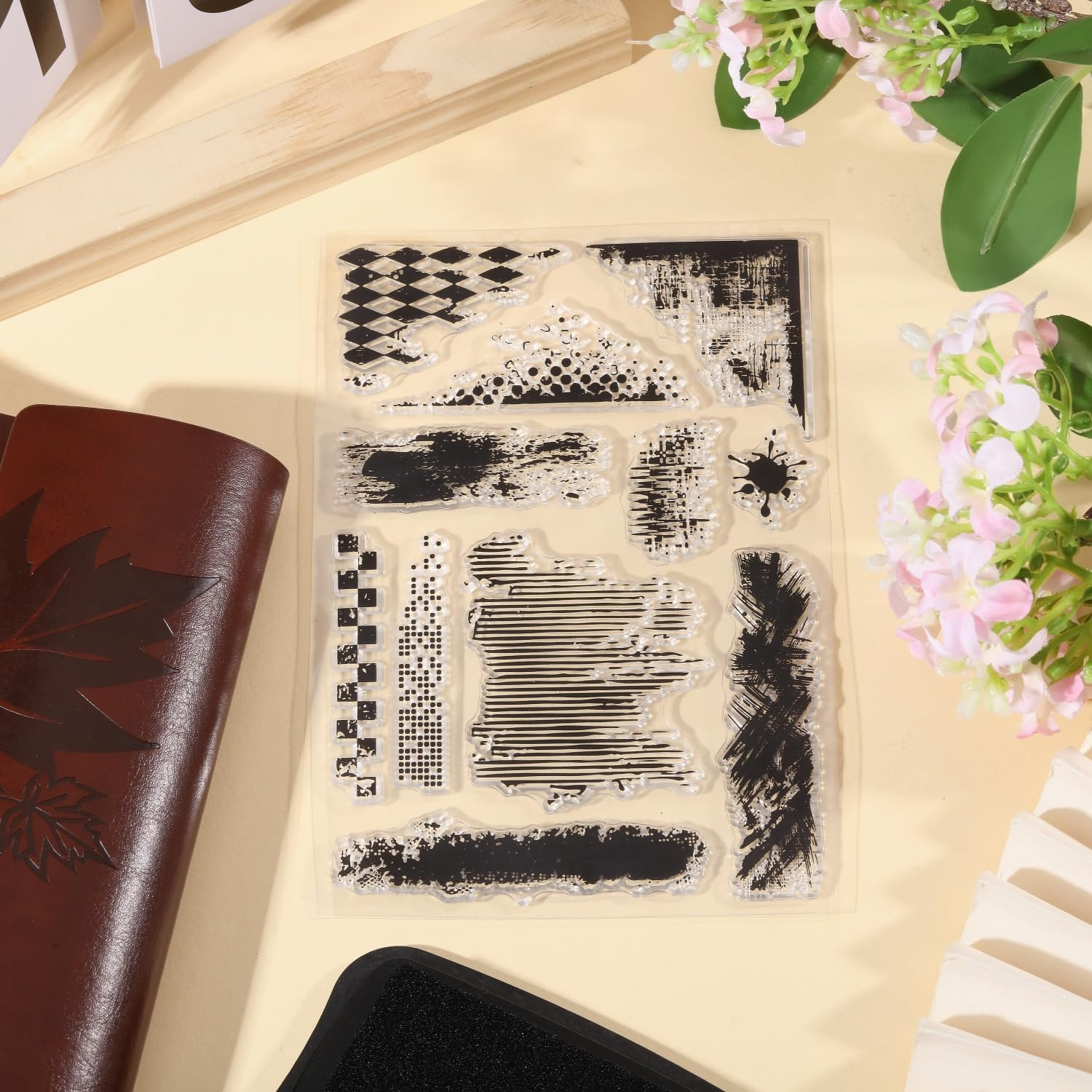 Vintage Texture Background Clear Stamps for Cards Making Retro Mark Background S