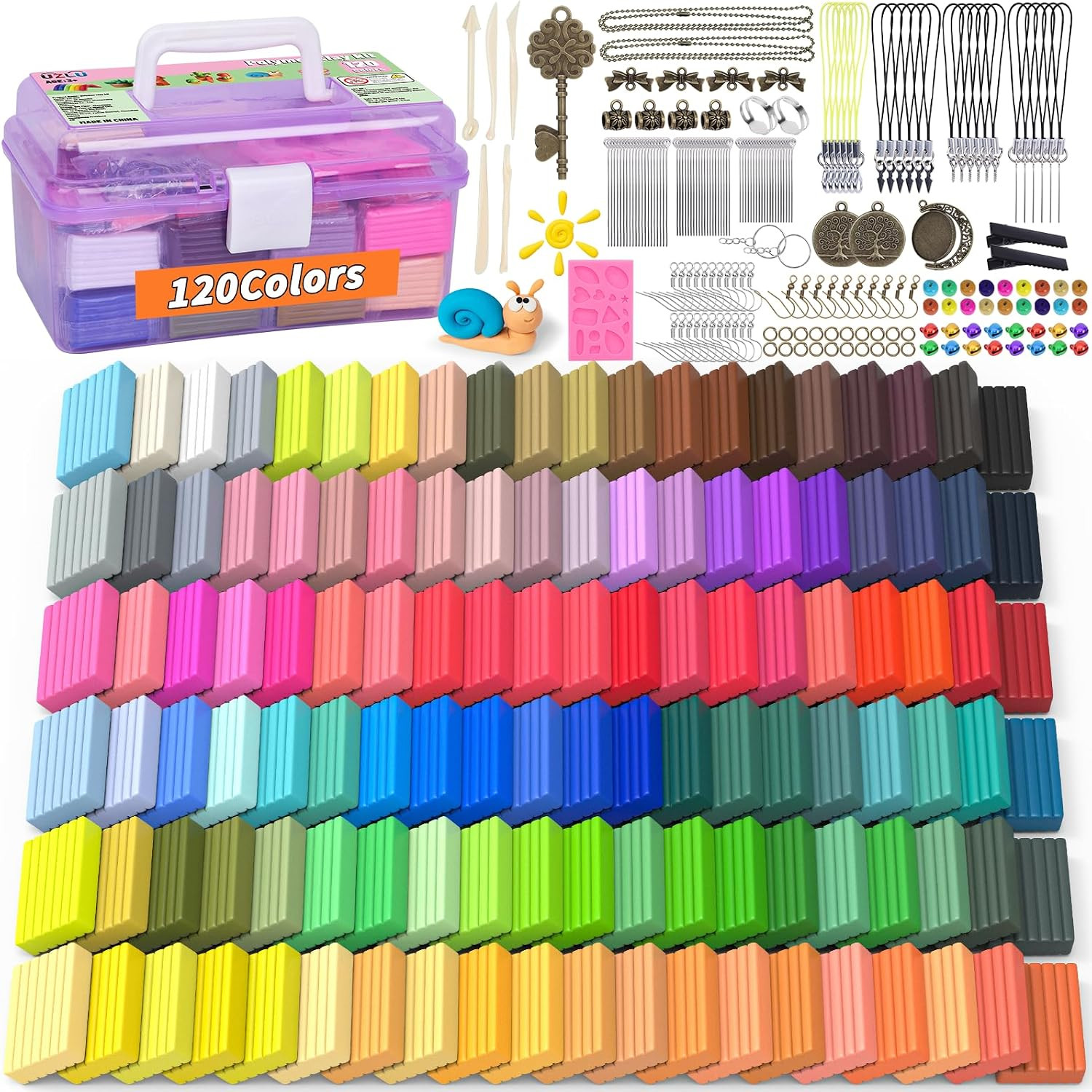 285 Pcs Polymer Clay 120 Colors Oven Bake Modeling Clay | Clay DIY Starter Kit w