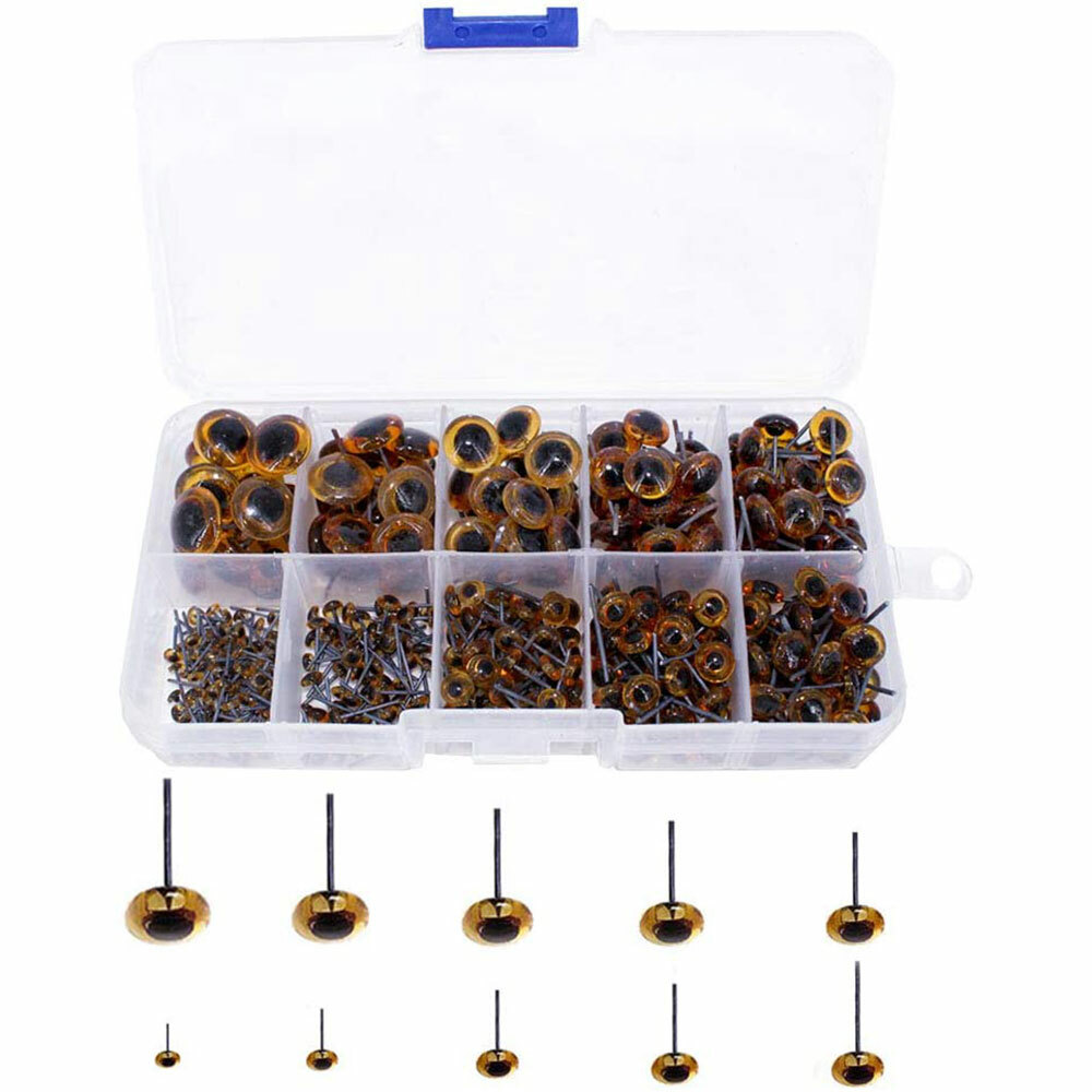 100Pc Amber Glass Eyes Steel Pins For Needle Felting Bears Dolls Decoys Sewing