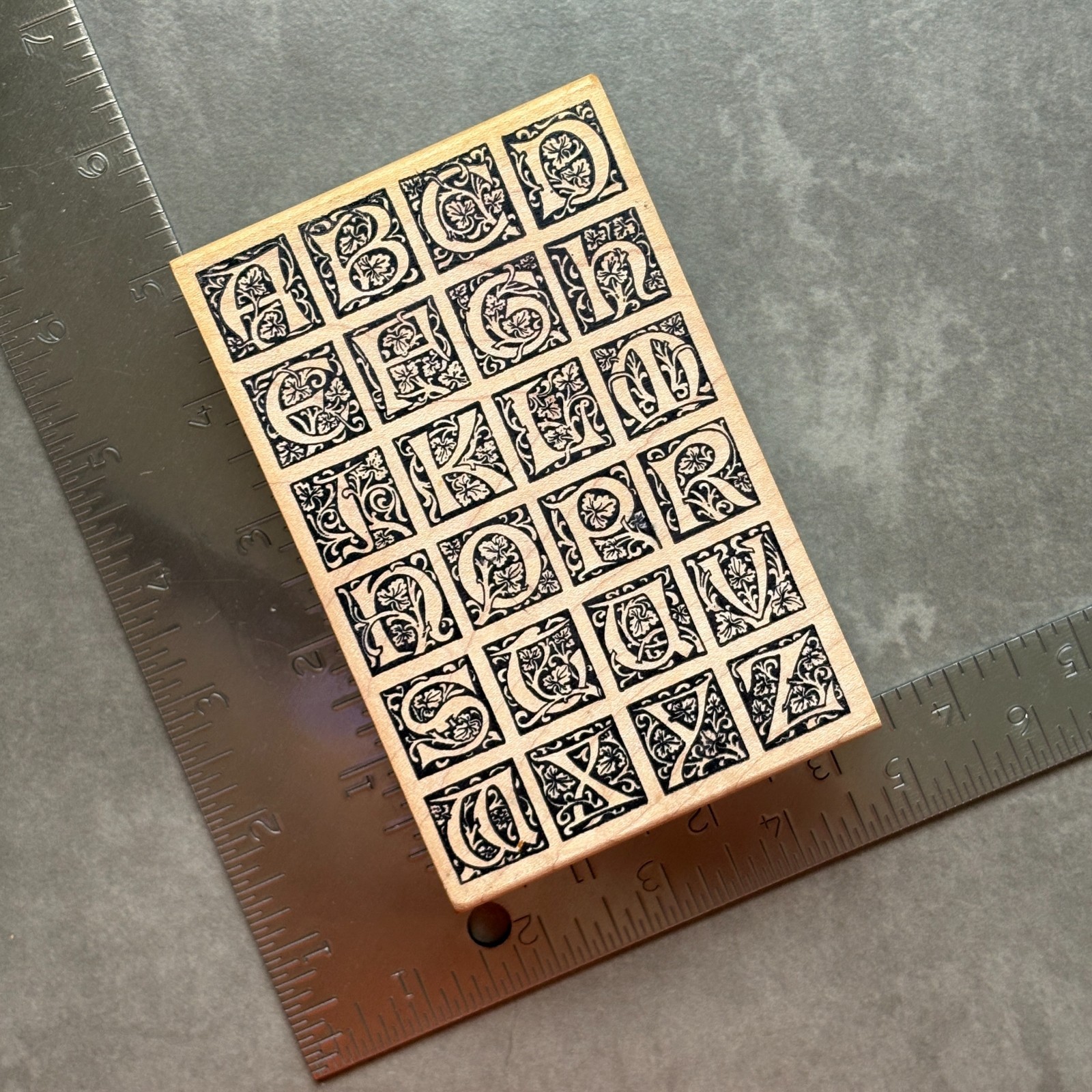 Magenta Celtic Ornate Letters Rubber Stamp A-Z Monogram Alphabet Tiles Initials