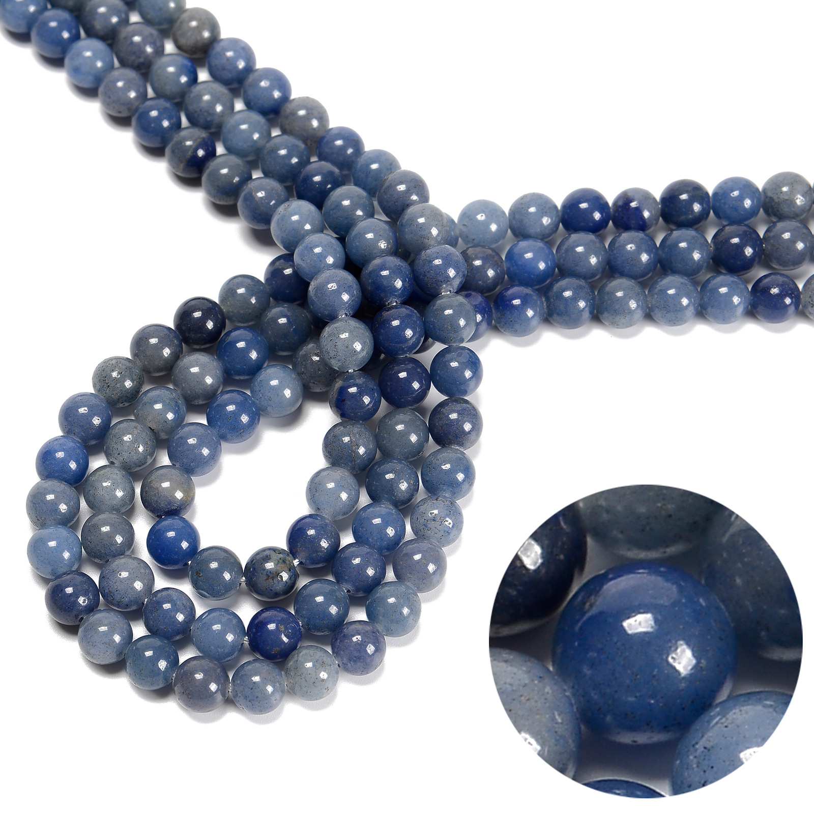 Blue Aventurine Smooth Round Beads 4mm 6mm 8mm 10mm 15.5″ Strand