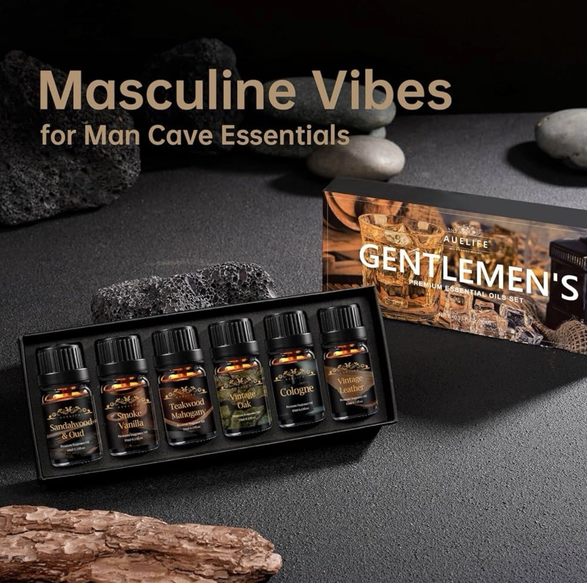 Men Essential Oils Set – 6 Premium Fragrance for 0.35 Fl Oz (Pack of 6)