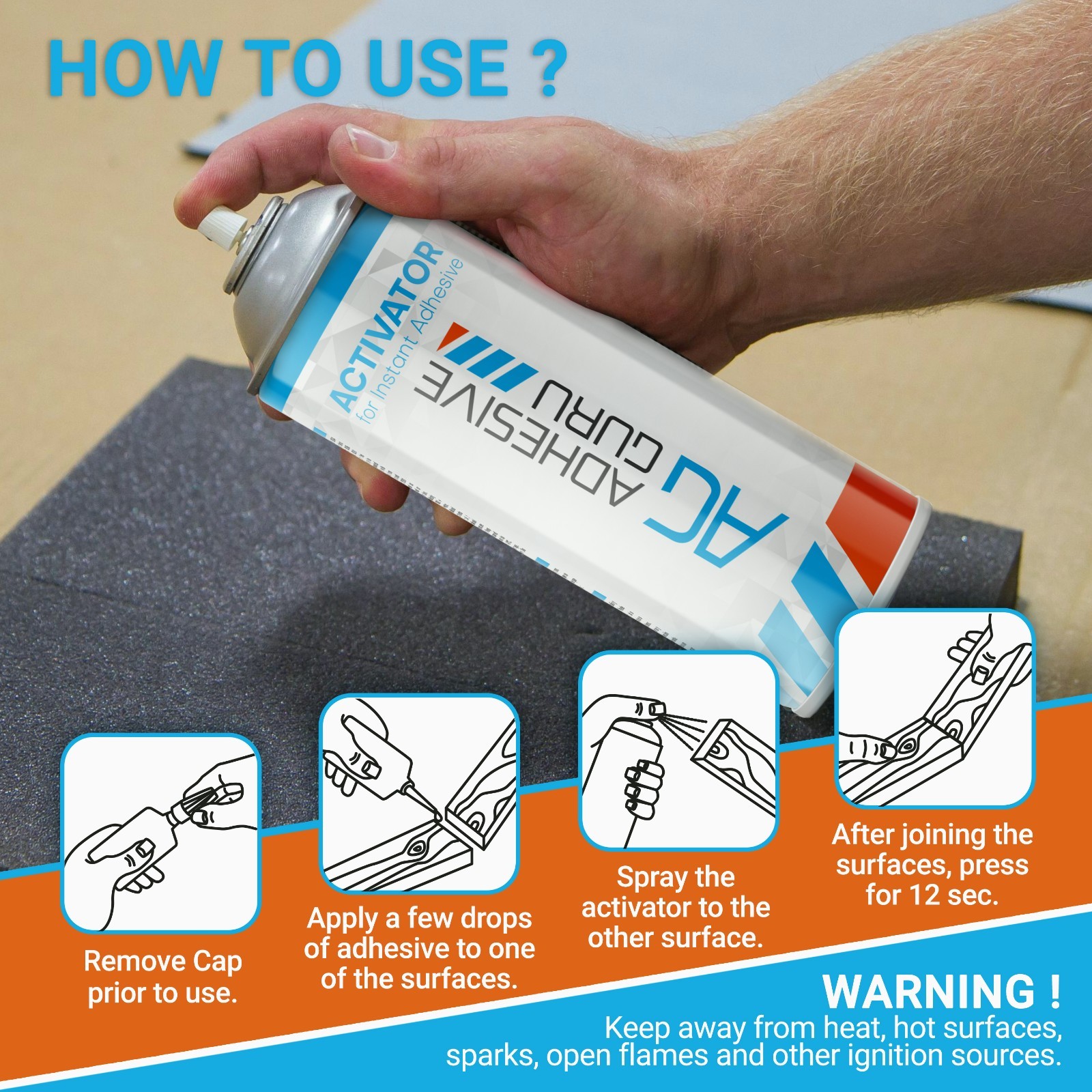 Adhesive Guru CA Glue Accelerator Spray (2 x 3.5 fl oz) Aerosol Activator for Su