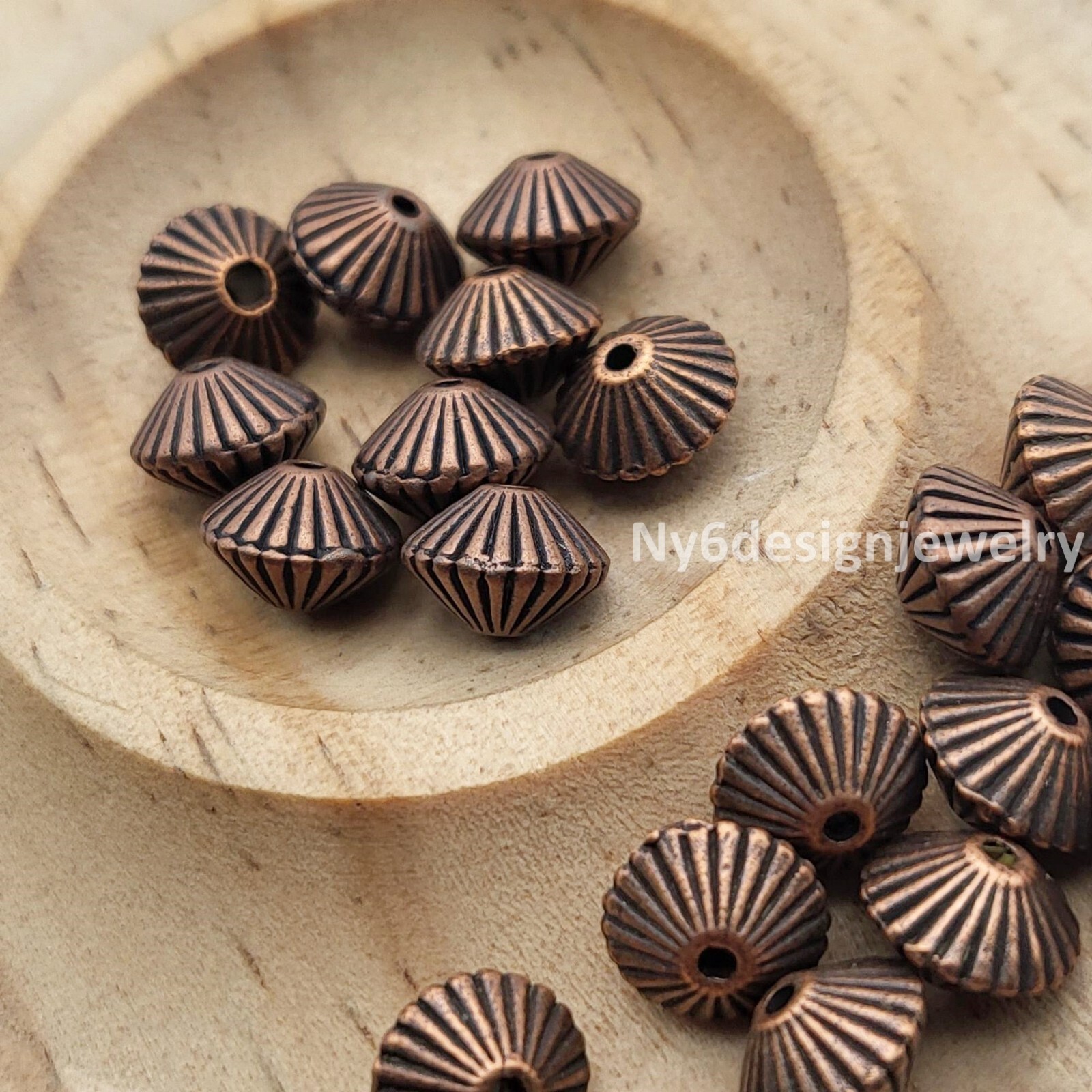 Bicone Spacer Beads 20pcs Copper Antique Brass Silver Gold Jewelry Finding 7mm