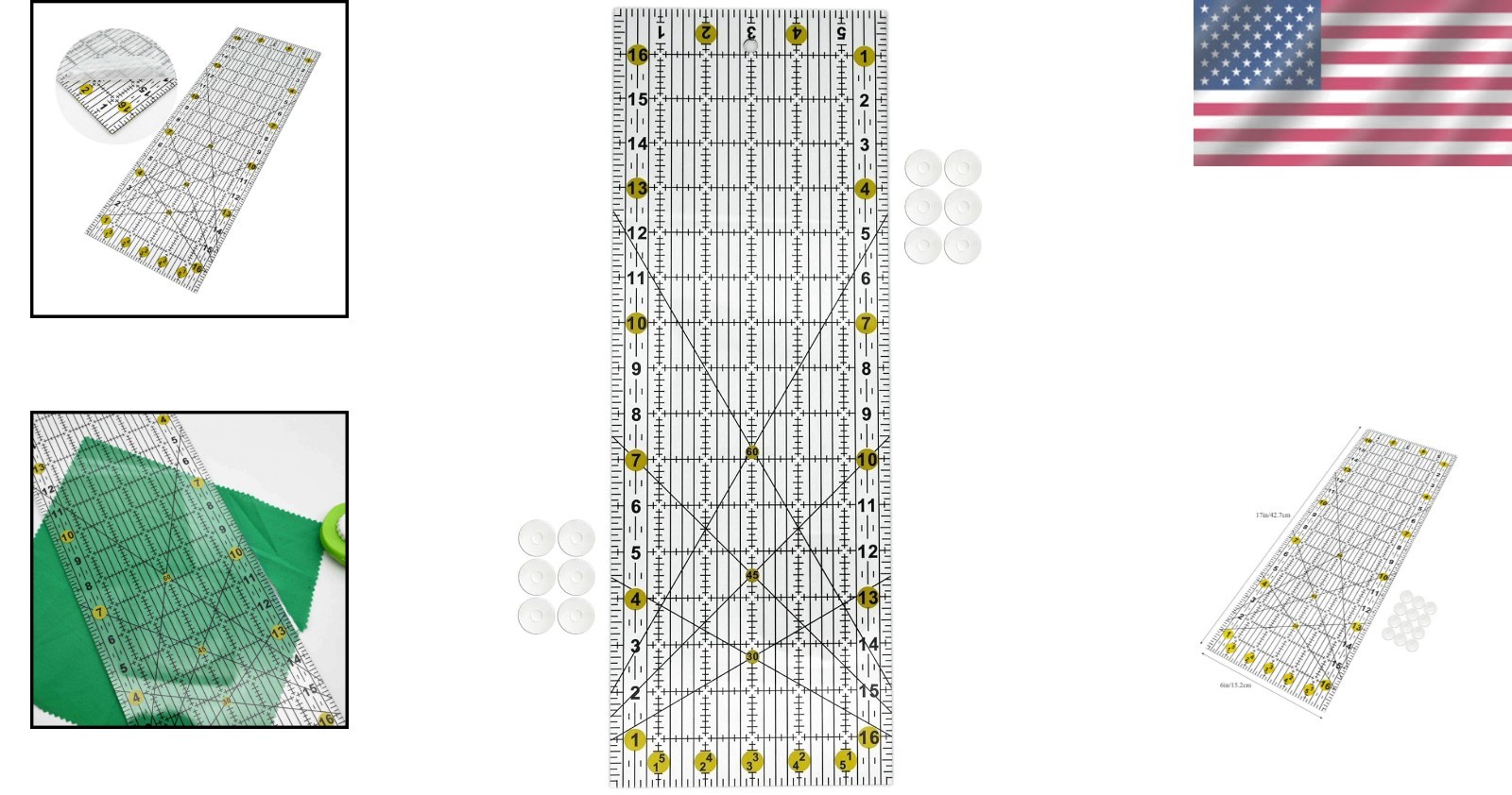 Transparent Quilting Ruler 6″x17″ – Durable Acrylic with Precise Measurements