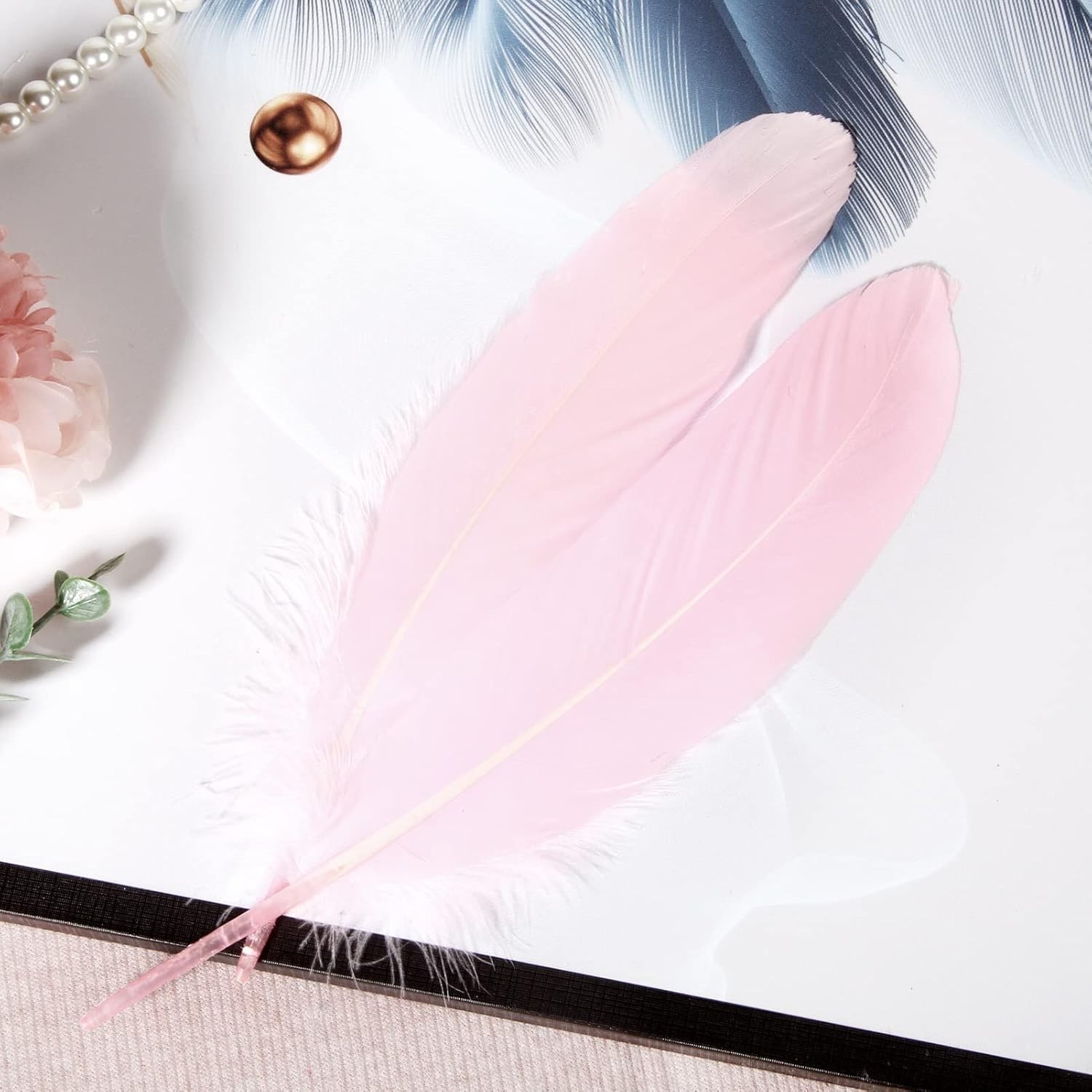 100% Cruelty-Free Pink Goose Feathers 6-8 inch for Romantic Decor & Crafts