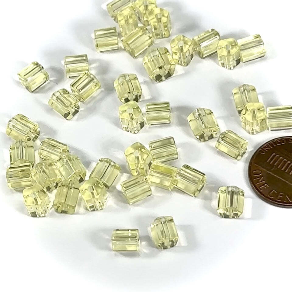 Czech Glass Atlas Tube Beads 6x6mm Yellow 40 pieces CL773