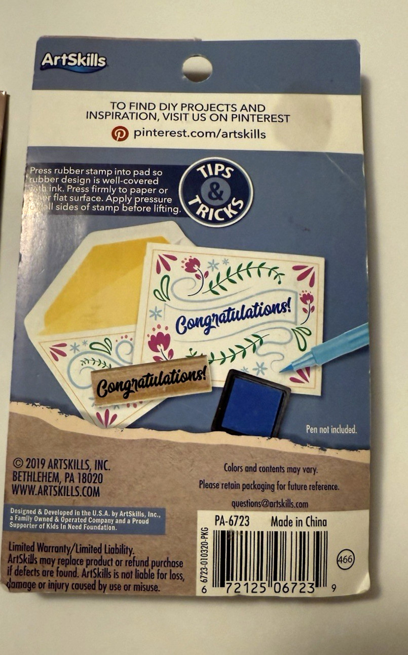 Art Skills Crafter’s Closet 3 Pack Set of Unopened Wooden Stamps New