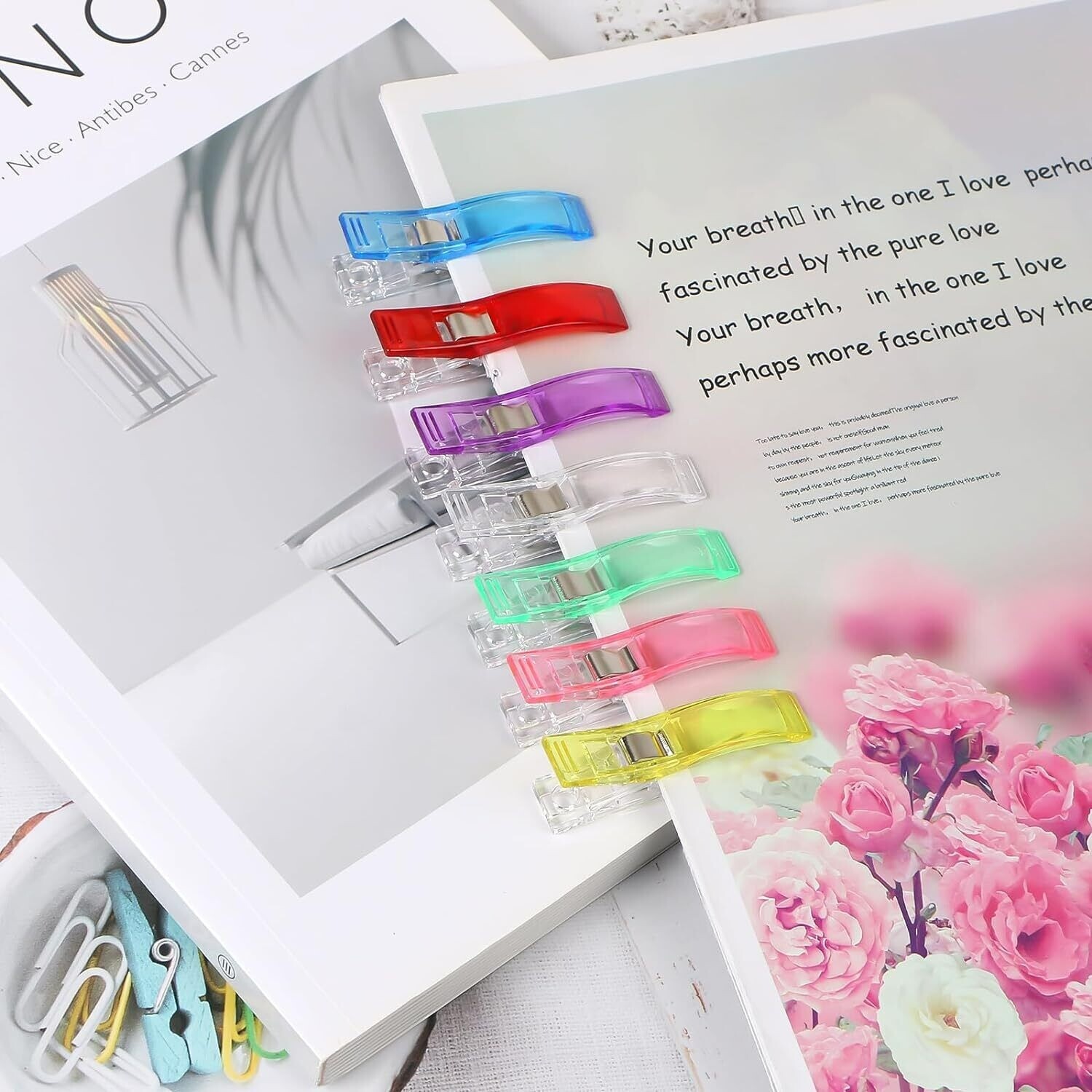 50Pcs 7 Colors Large Sewing Clips Fabric Clips Jumbo Wonder Clips Office Clamps