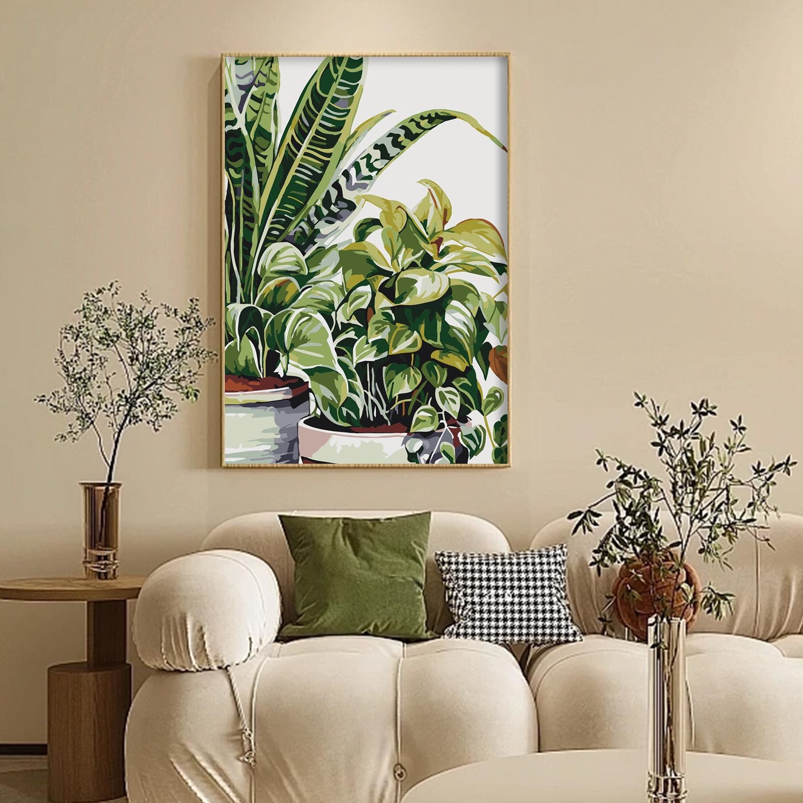 Framed Paint by Numbers Kit for Adults Beginner & Kids Ages 10-13, Plants Easy P