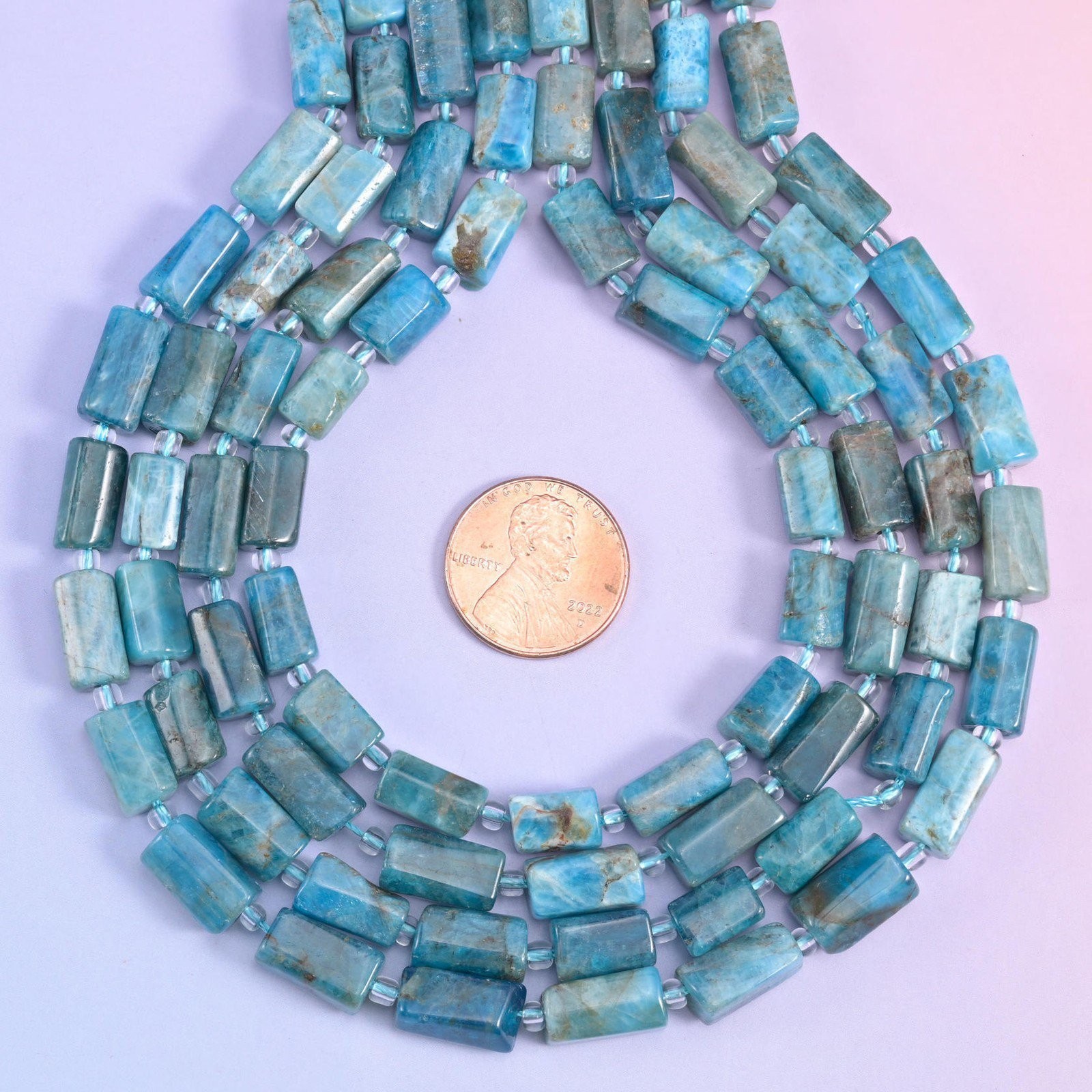 Blue Apatite Faceted Tube Beads Size 12x8mm Jewelry Making 15.5 Inch Strand