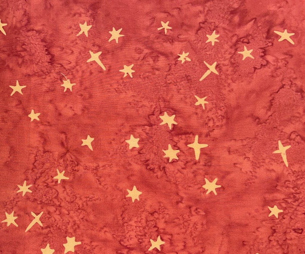 1/2 Yd Batik Red w/Yellow Gold Stars Cotton Quilt Store Fabric BTHY