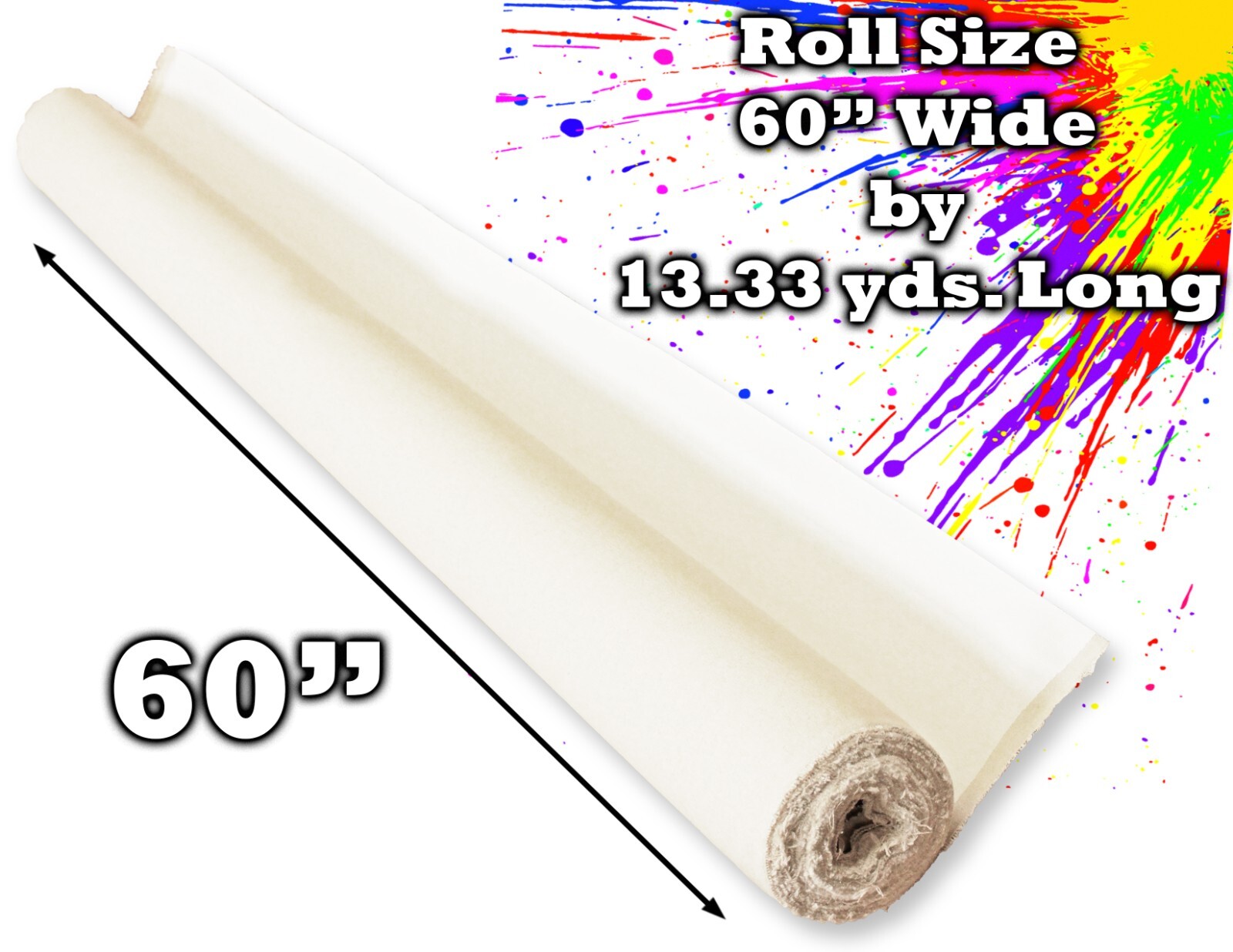60″-84″ Artist Canvas Roll, Un/Primed, White/Black, Cotton/Linen Bulk Discount