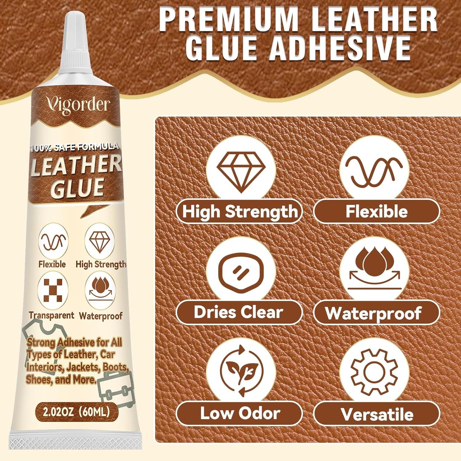 60ml Leather Glue Adhesive High Strength Flexible Transparent Repair Glue