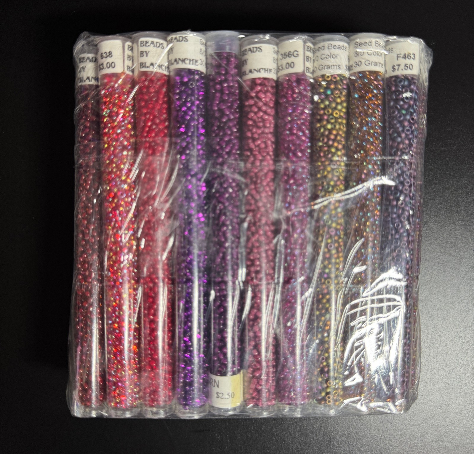 Glass Seed Bead Lot 30 Tubes – Purple, Pink, Magenta & Red – Different Sizes NOS