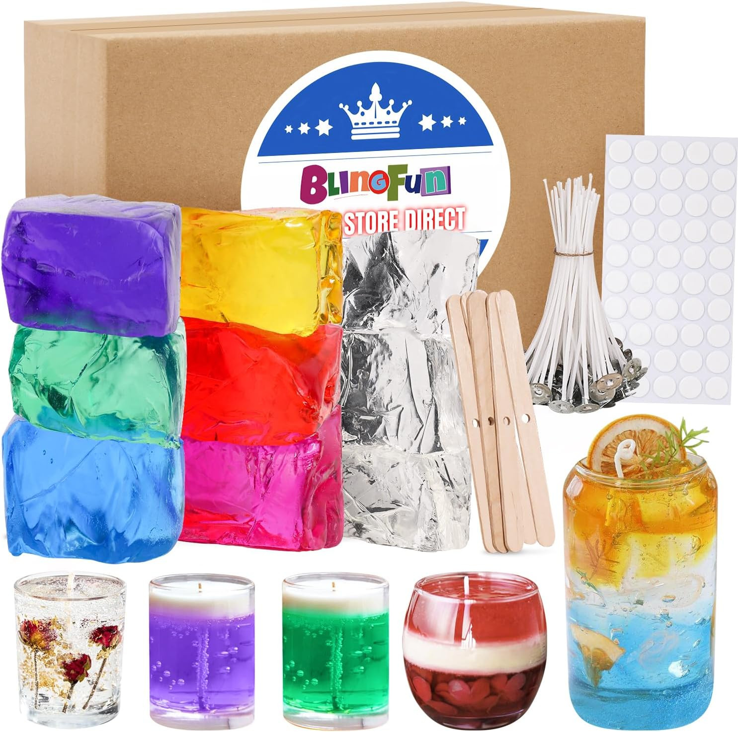 7 Colors Jelly Gel Wax for DIY Candle Making – 9Pcs Non-Toxic Scented Gel Wax Ki