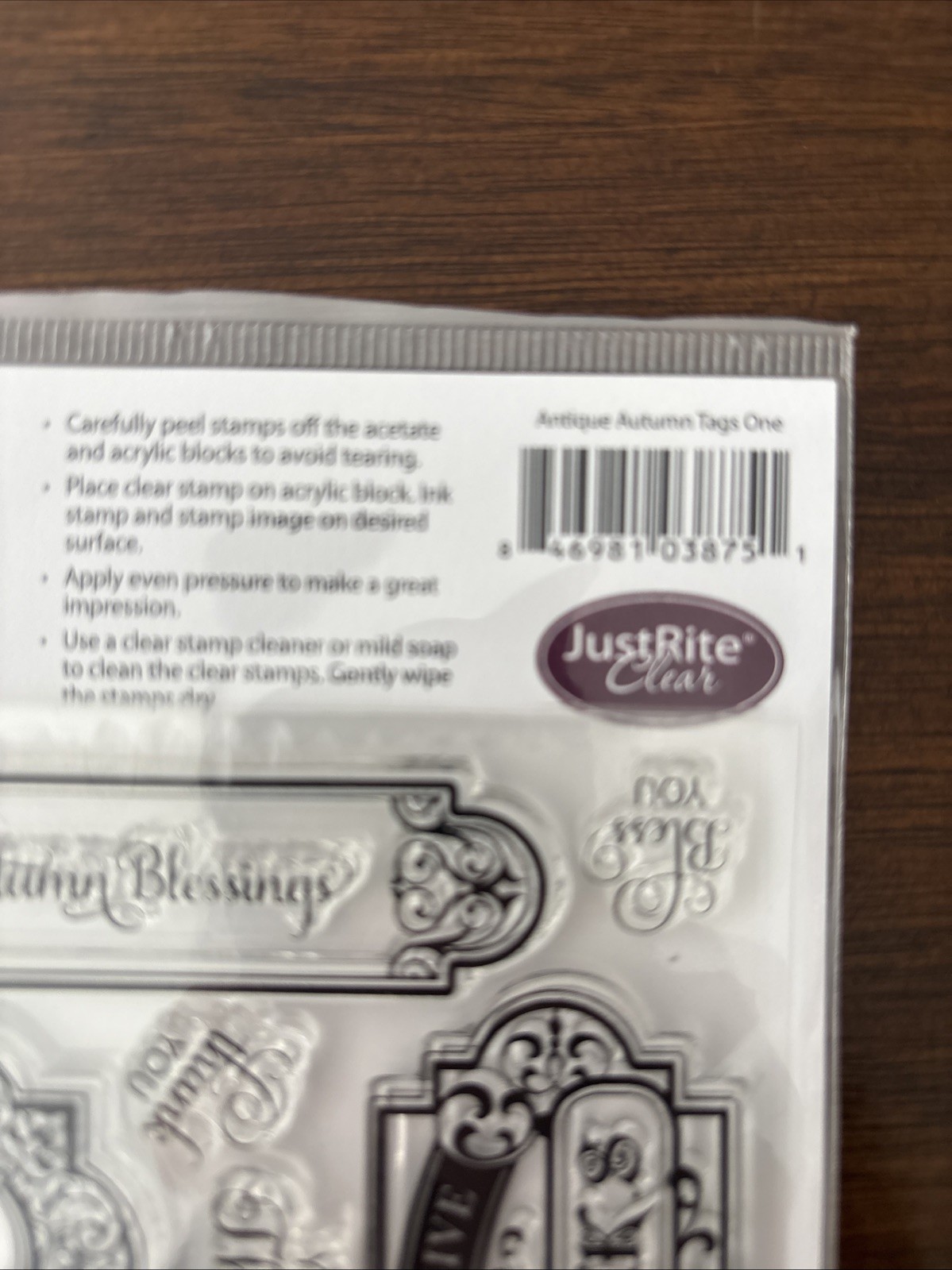 justrite stamp Clear Antique Autumn Tags One