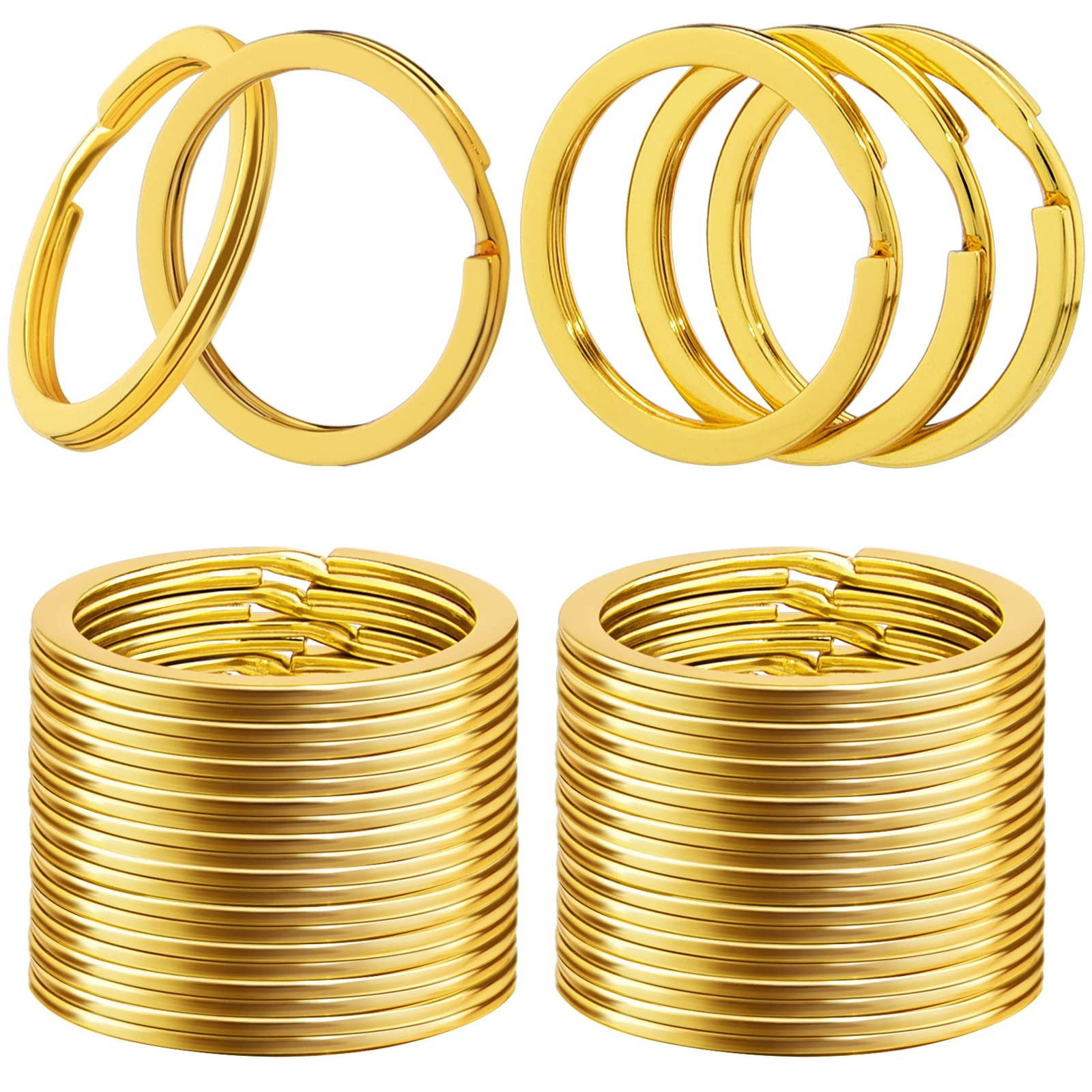 Solid Brass Flat Keyring 15/20/25/30/32/35mm Split Key Rings Hoop Loop Keychain