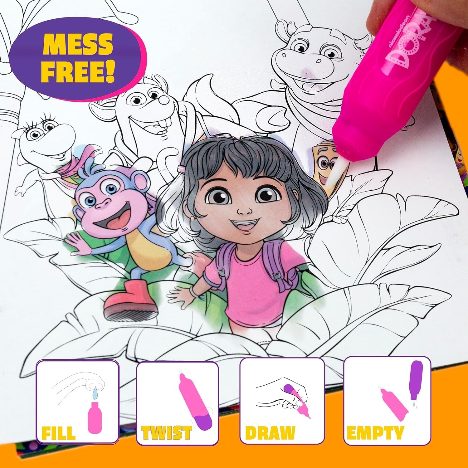 Dora Aqua Art Pad: Mess-Free Water Reveal Coloring Set for Toddlers, Travel Size