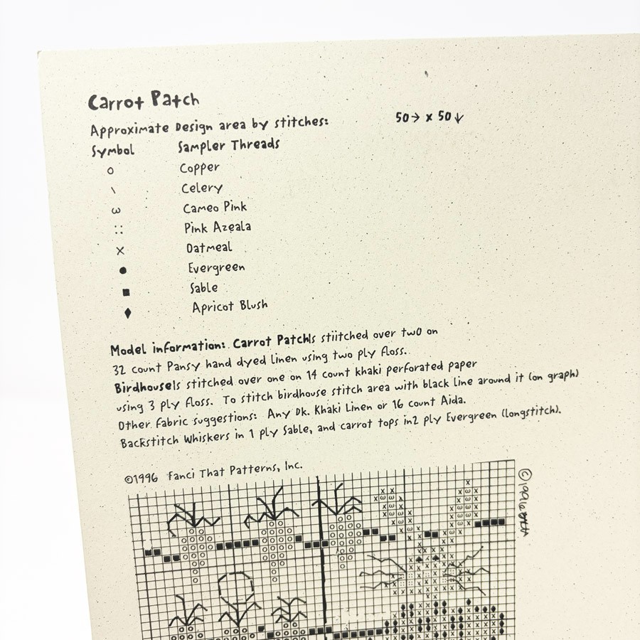 Carrot Patch – Vintage Fanci That Cross Stitch Pattern Leaflet