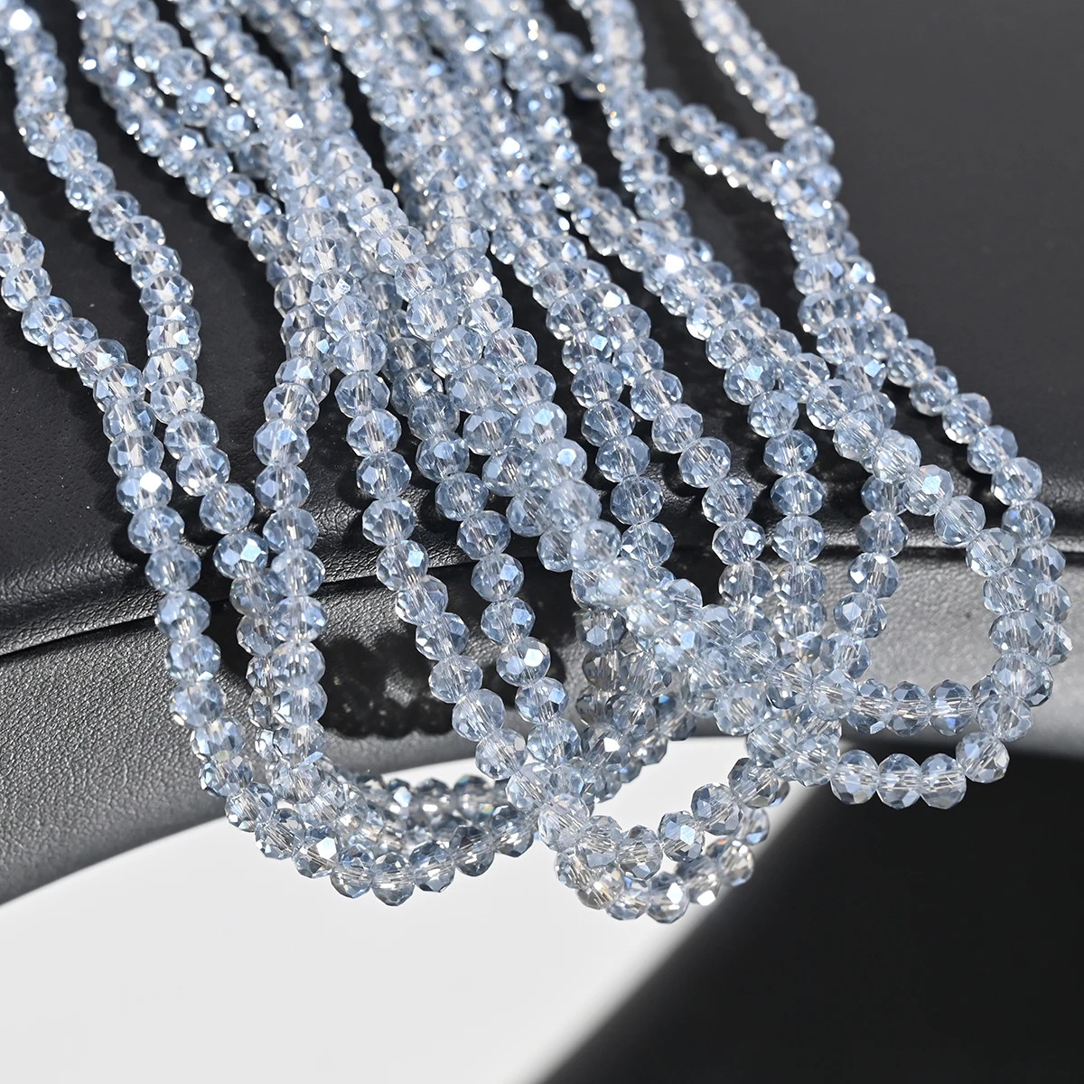 110Pcs 4MM Artificial Crystal Glass Beads Flat Round Clear Faceted Loose Spacer