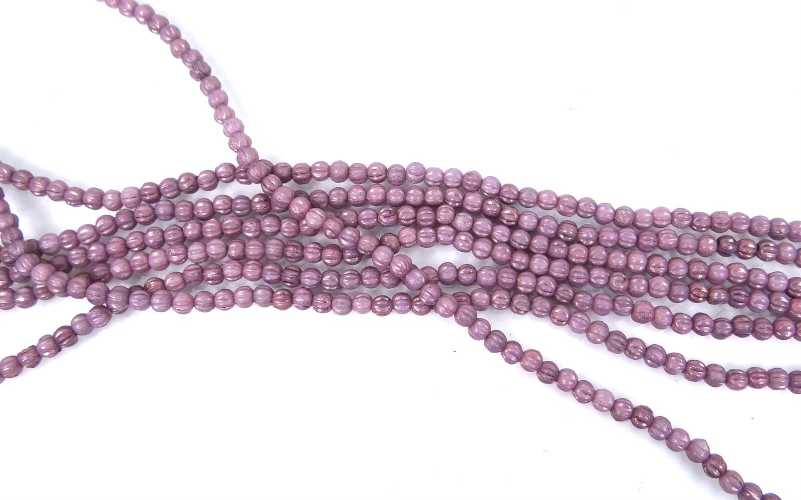 50 Czech Glass Melon Round Beads 3mm – Luster – Opaque Lilac