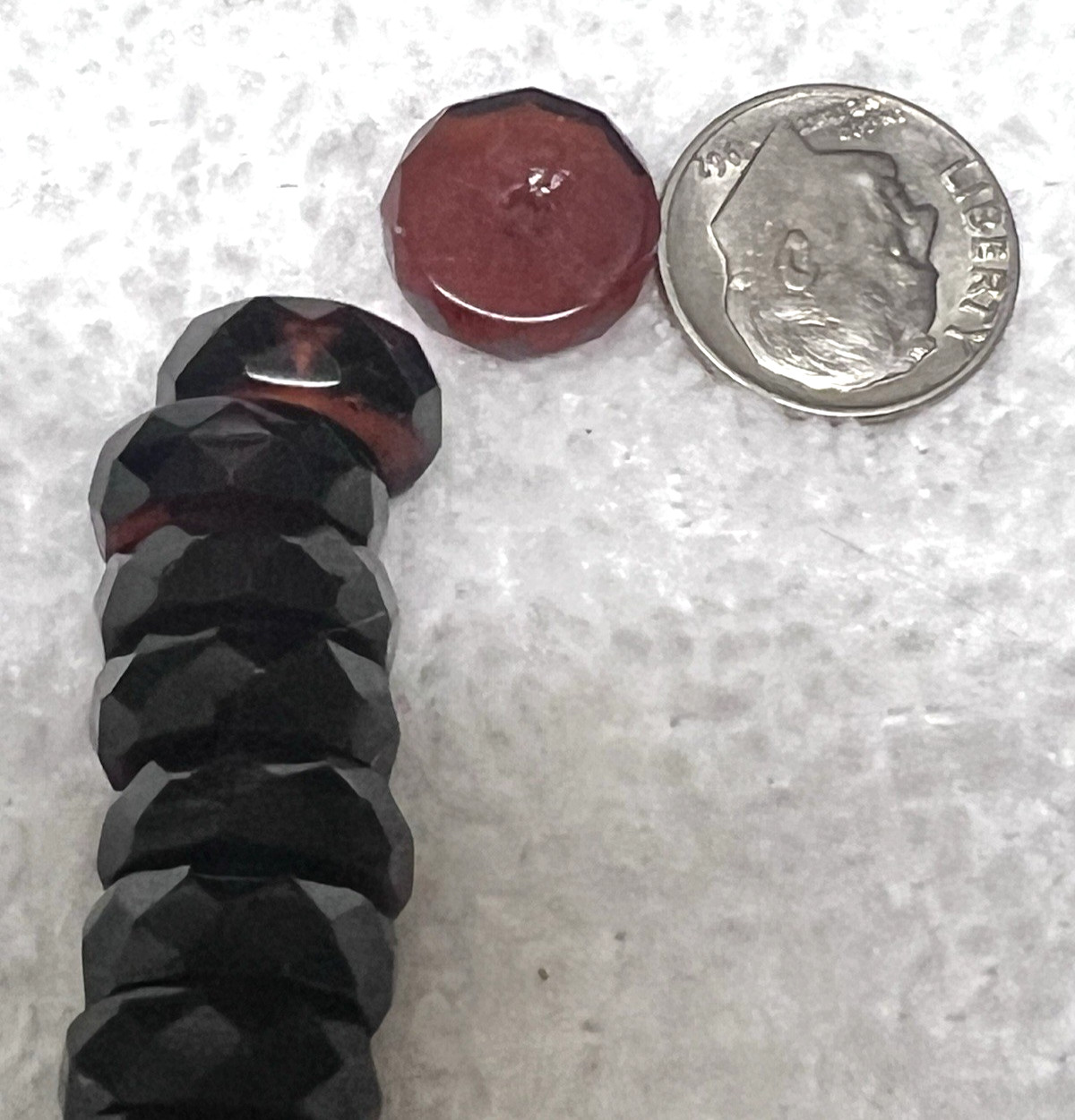 15 Vintage Dark Amber Glass Bead Sliced 1/2 W 3/8 T Spacer Beads