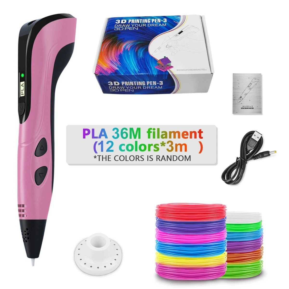 New Style 3D Printing Pen Set for Kids with PLA Filament Power Supply Travel Cas