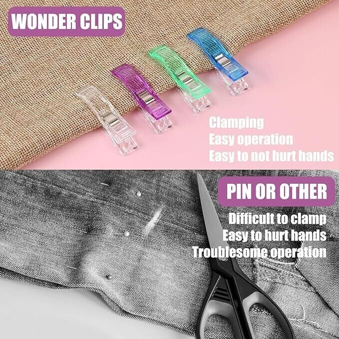 50Pcs 7 Colors Large Sewing Clips Fabric Clips Jumbo Wonder Clips Office Clamps