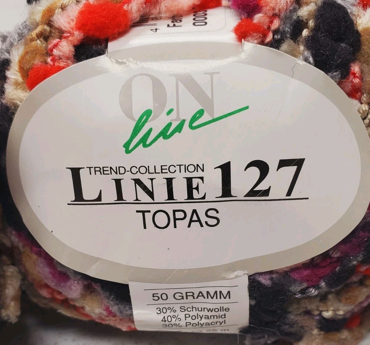 Lot of 3 Balls On Line Linie 127 TOPAS Color 0003 Red Black Purple