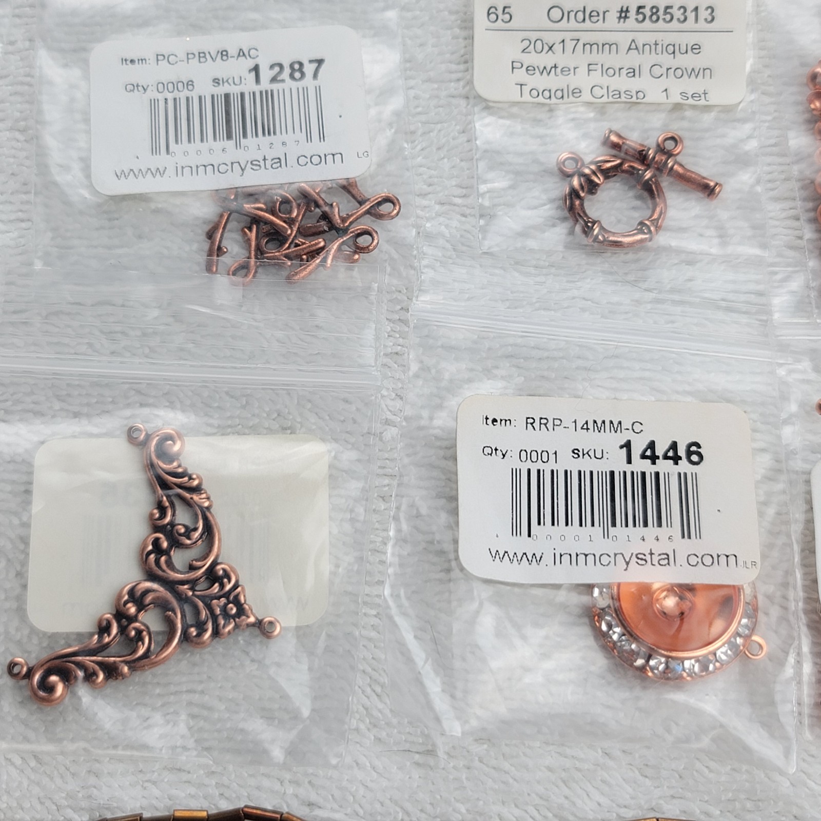 Swarovski Crystal Bead Lot Copper Rose Gold Tone Findings Chain Mixed Qty