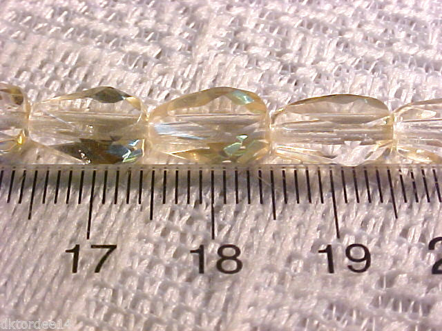 vtg 250 PALE TOPAZ FLAT F POLISHED DROP GLASS BEADS 10x7mm #050115l LL
