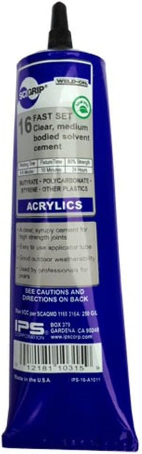 Acrylic Plastic Cement Strong Bonding Liquid Fast Setting 5 oz Tube