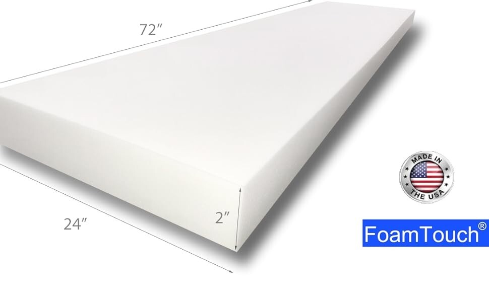 FoamTouch 2″x24″x72″ high Density Polyurethane Foam, 1 Count Pack of 1, White