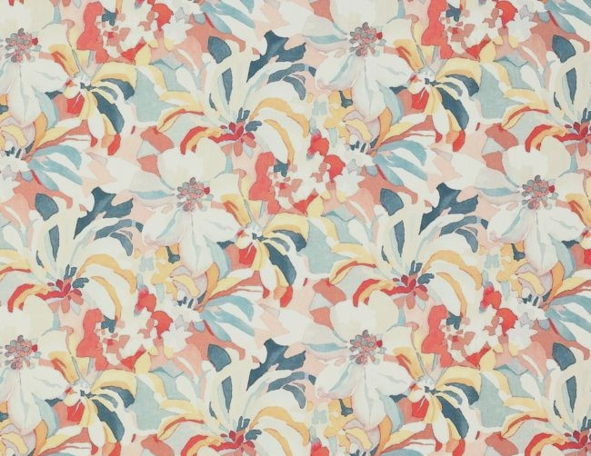 JANE CHURCHILL CURTAIN FABRIC DESIGN Hothouse 8.8 METRES RED/AQUA COTTON BLEND