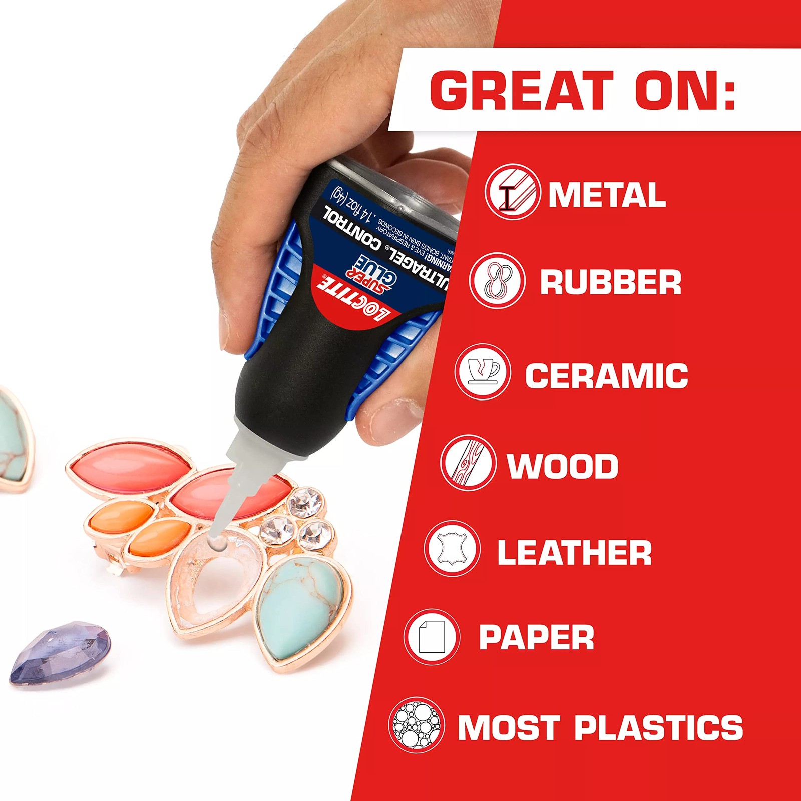 Loctite Super Glue Gel Control, 0.14 fl oz Superglue for Plastic, Wood, Metal