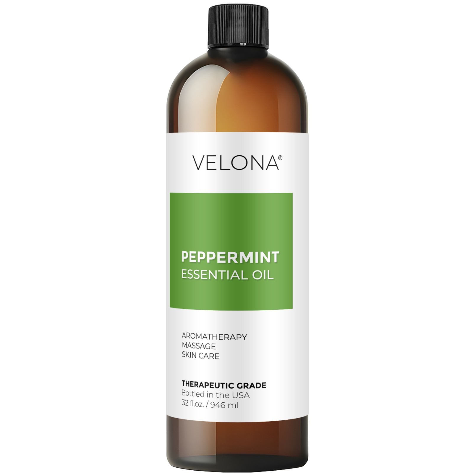 Peppermint Essential Oil by Velona 0.5 – 32 Fl Oz Therapeutic Grade Aromatherapy