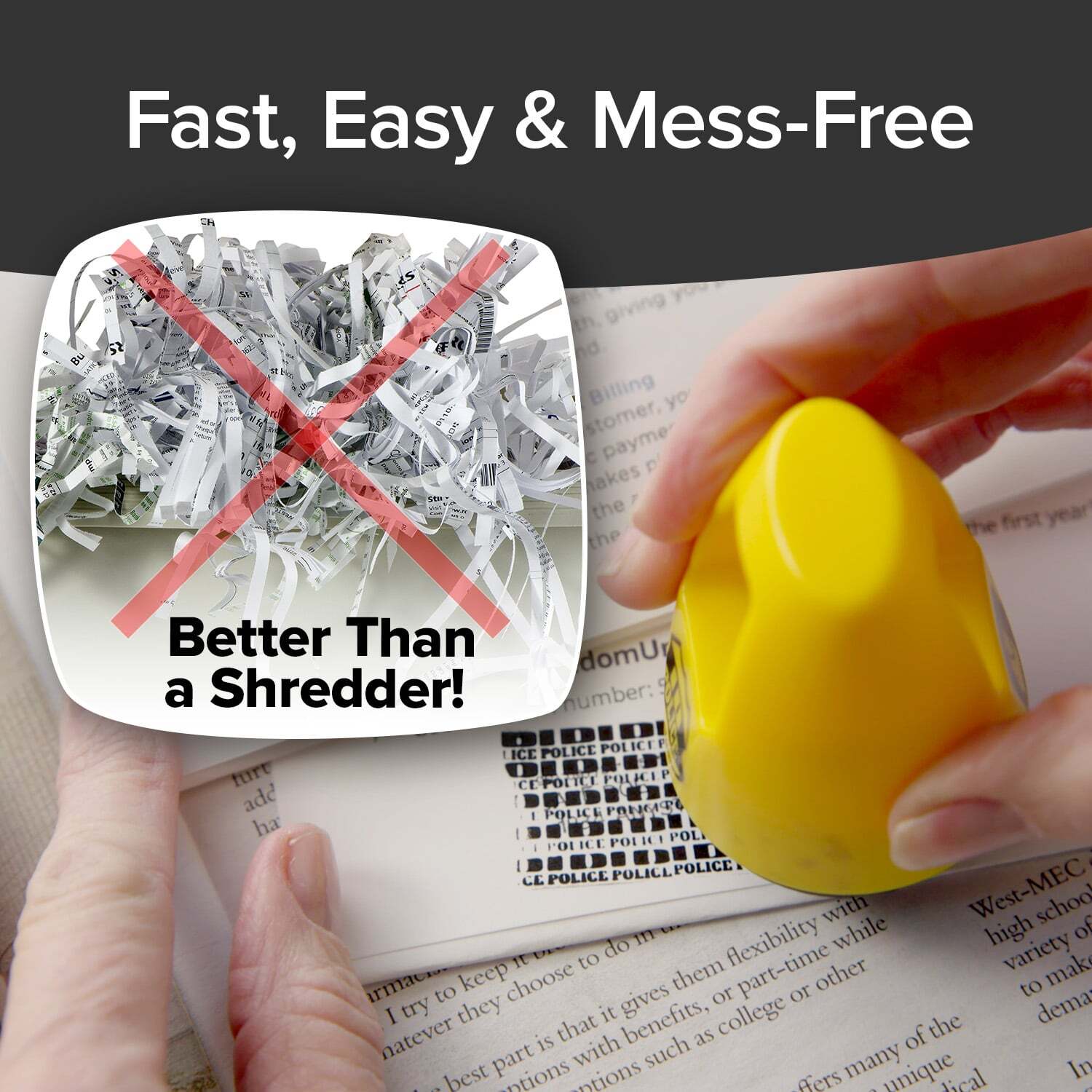 ID Police Identity Protection Roller Stamp by BulbHead – Helps Stop ID Theft