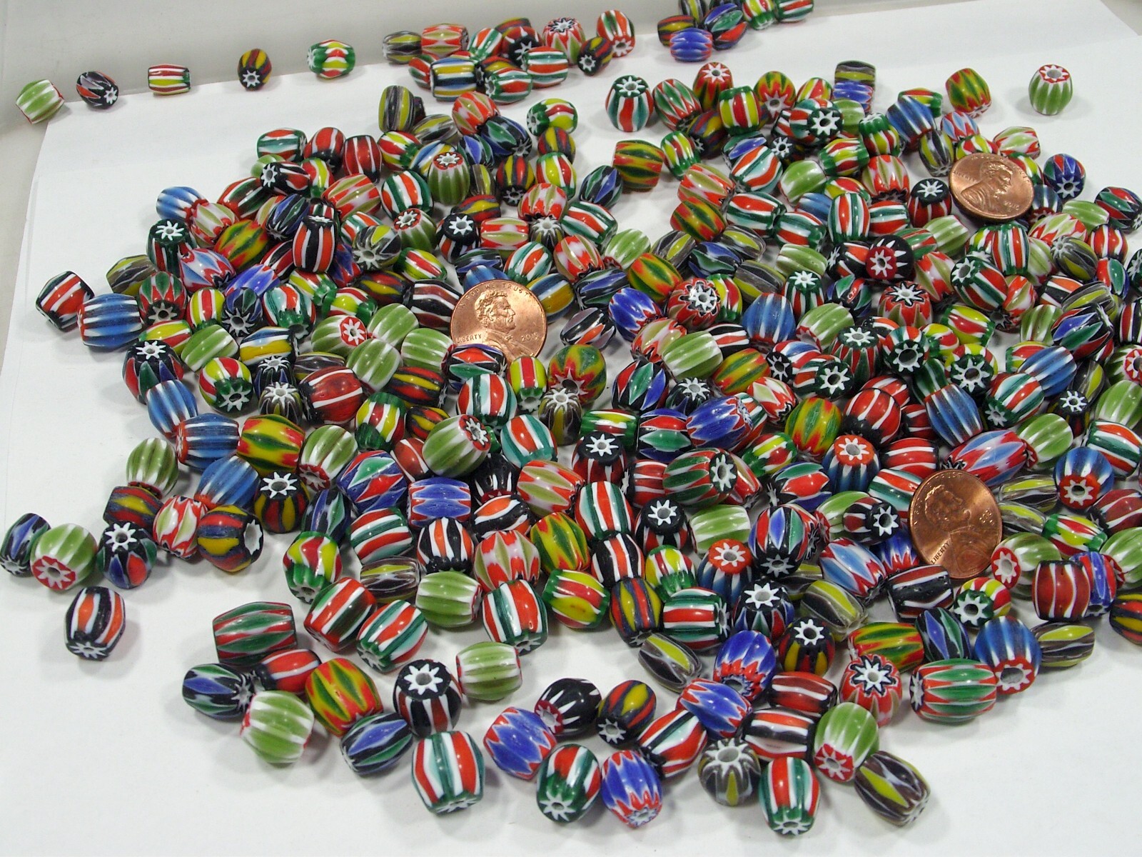 One Pound Assorted India Handmade Chevron Glass Beads Bulk Lot Sale (KPX-53)