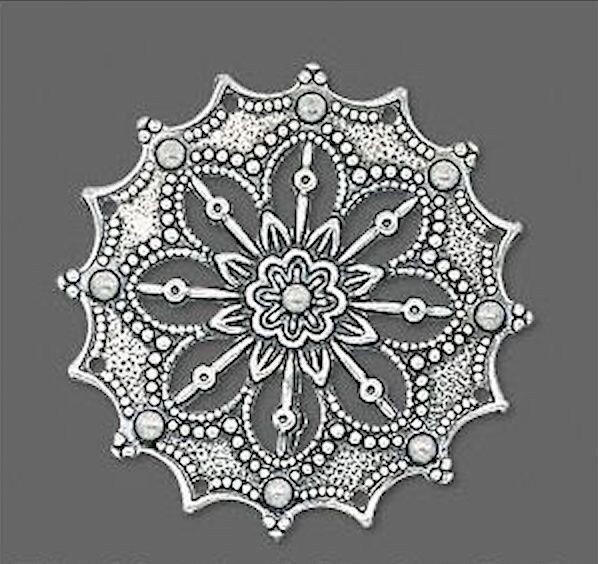 Focal, 10 Antiqued Silver Plated Brass 34x34mm Filigree Flower Connectors