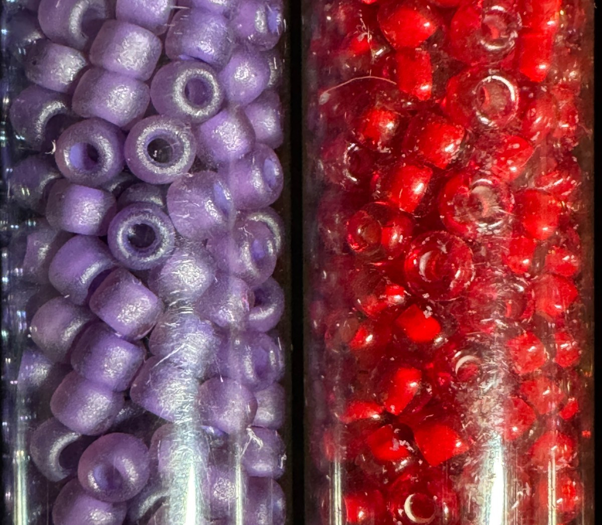 Glass Seed Bead Lot 30 Tubes – Purple, Pink, Magenta & Red – Different Sizes NOS